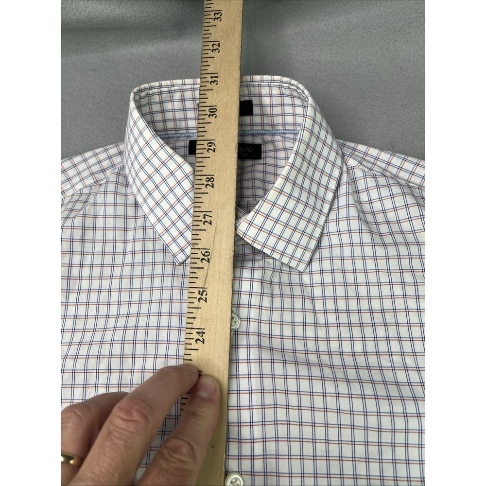 Banana Republic Dress Shirt Mens Small Blue Check Tailored Slim Fit Non Iron LS - Picture 12 of 16